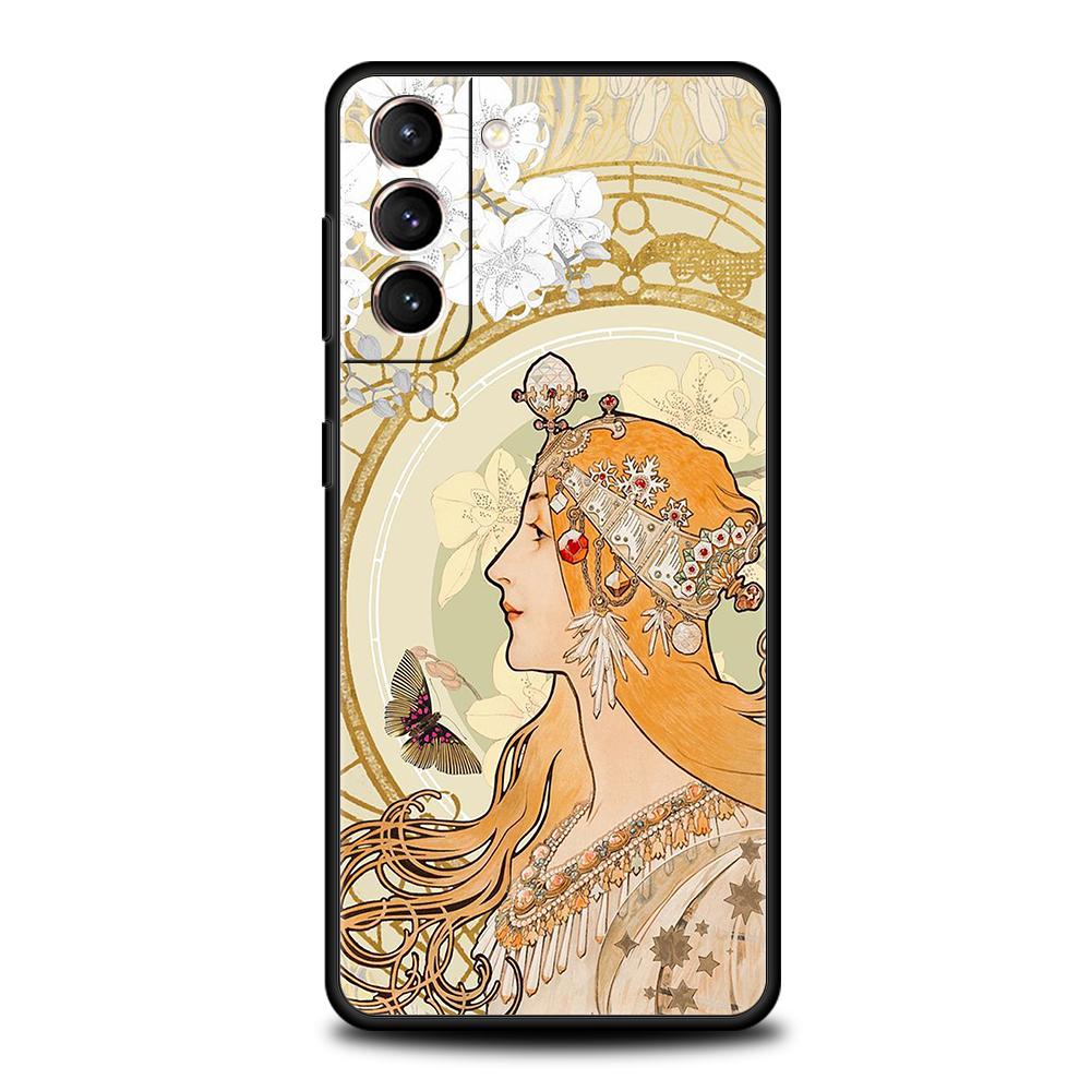 Phone Case for Samsung Galaxy S25/S24/S23/S22/S20/S21/FE/Ultra/S10/S10E/S9/Plus/5G Soft TPU Cover Art Poster ALPHONSE MUCHA Bags