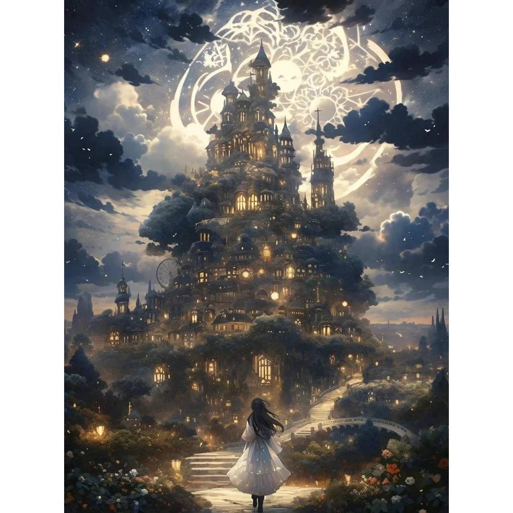 Round Diy Painting Diamond Full Cross Stitch 3d Animal Scene Home Decorative Art Painting Architectural Diamond Painting 5d Diamond Art Painting