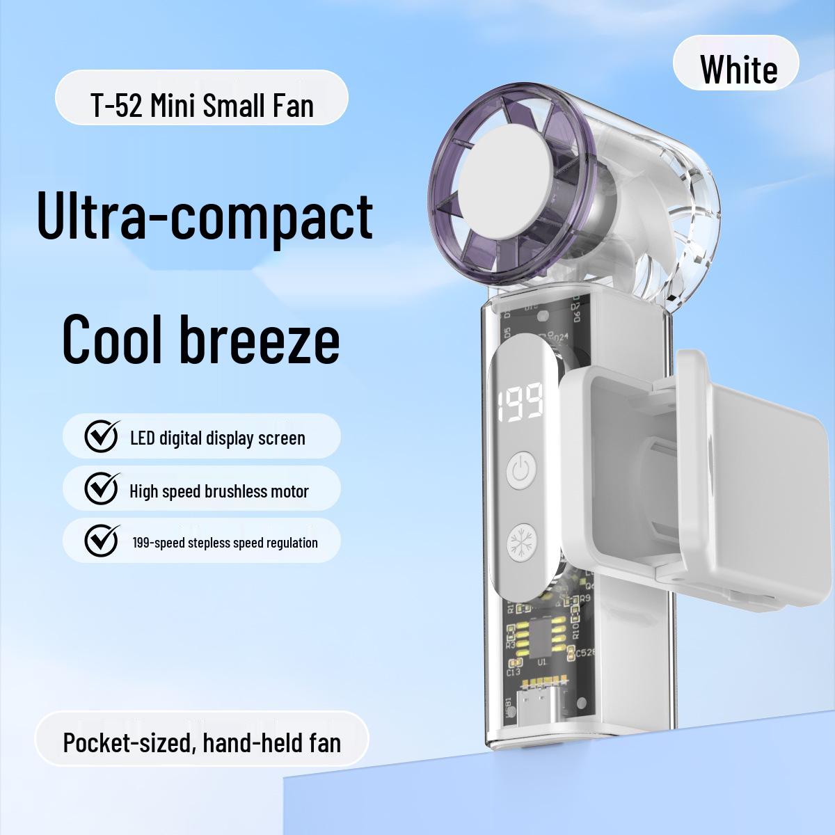

T53 Handheld USB Fan with Digital Display & Ice Cooling Clip for High-Speed Refrigeration