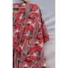 Indian Red Long Leaf Print Cotton Hippie Maxi Women Boho Nightwear Caftan Dress CKFTN-SCRN-FULL-BUYIT-011