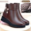 Women's Mid-Aged & Elderly Low Heel Soft Sole Cotton Shoes with Plus Velvet Warm Lining