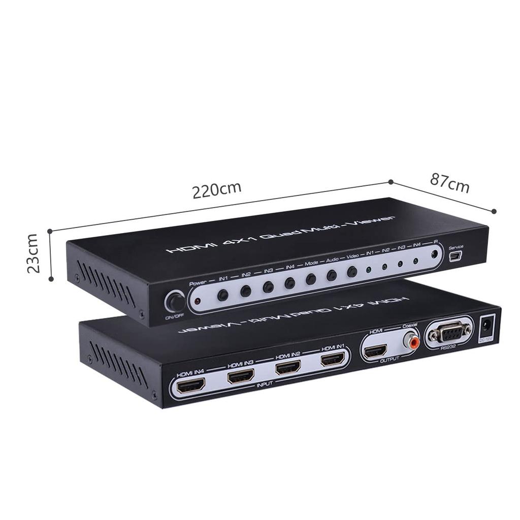 HDMI Screen 4 1080P Audio Channel RS232 for Engineers and ES-Tune Splitter, Inputs/1 Output, Compatible, 6-Split Mode, Switching, Control, Monitoring.