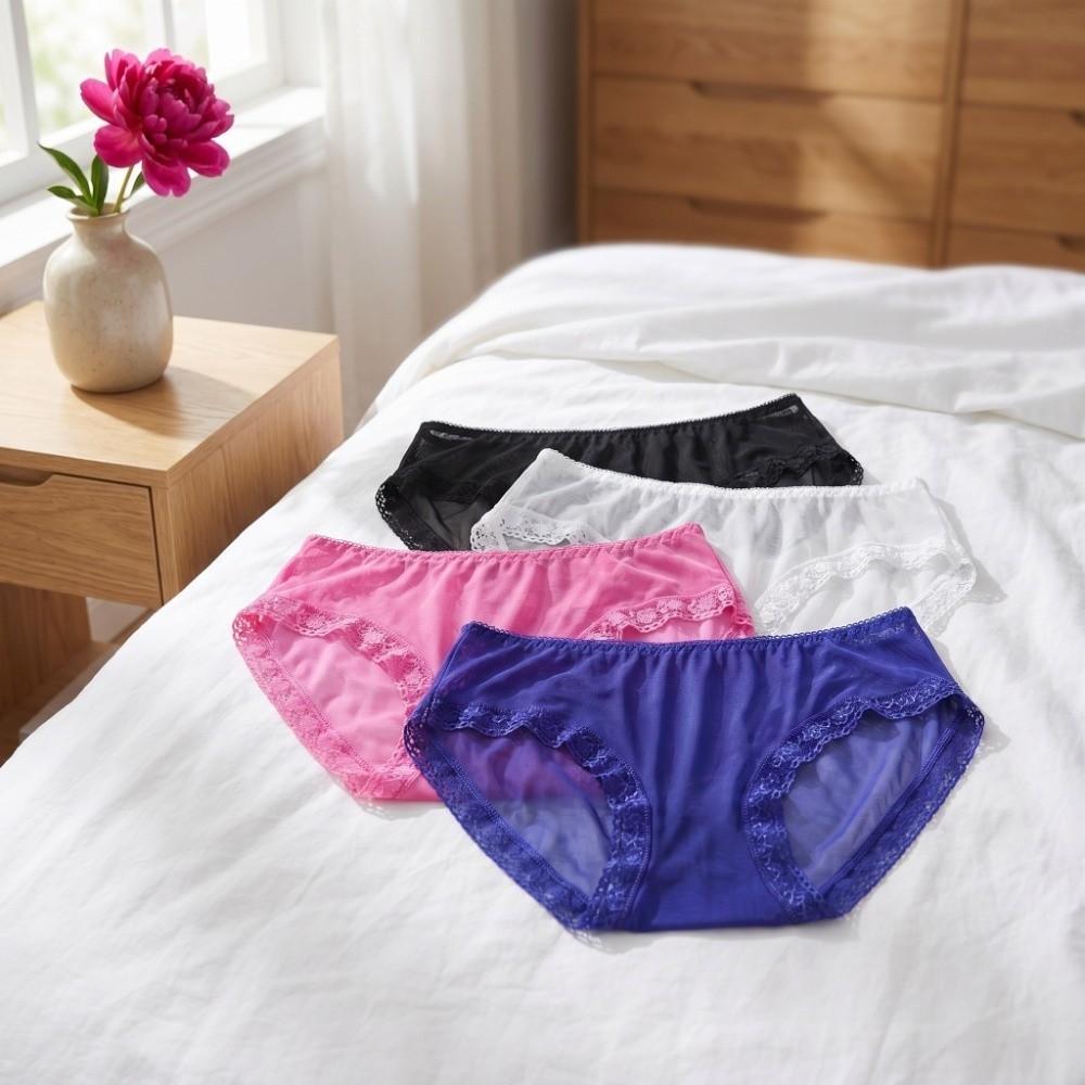 Fashion Low Waist Sheer Mesh Lace Thong Seamless Transparent Lace Flower Briefs Women Hollow One-piece Romantic T Panties Ladies