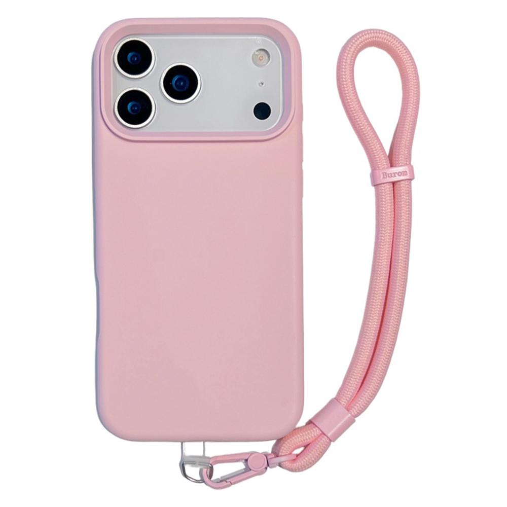 For iPhone 17 Pro Case Soft Microfiber Lining Liquid Silicone+PC Phone Cover with Wrist Strap