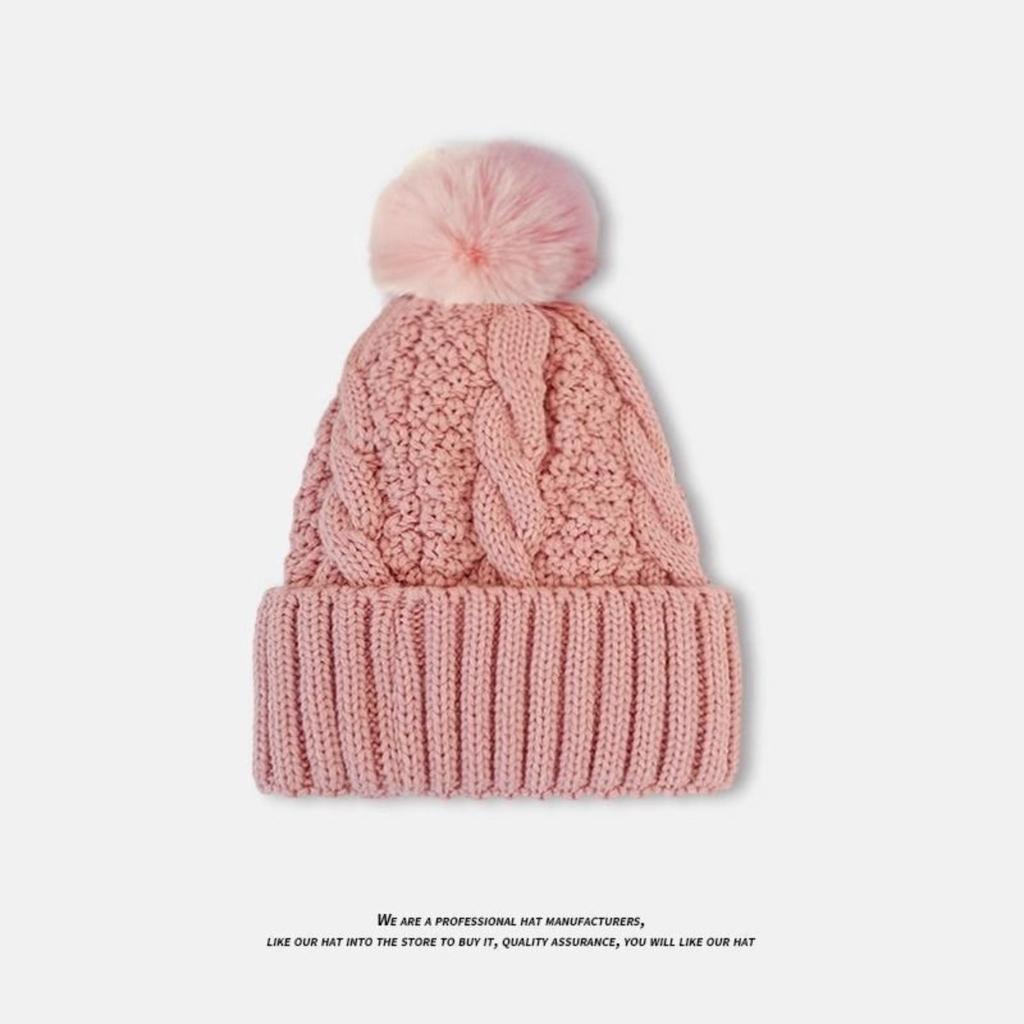 Warm Hat, Knitted Hat, Women's Hat, Large Wool Ball, Woolen Hat, Plush Hat, Thick Hat, Outdoor Hat