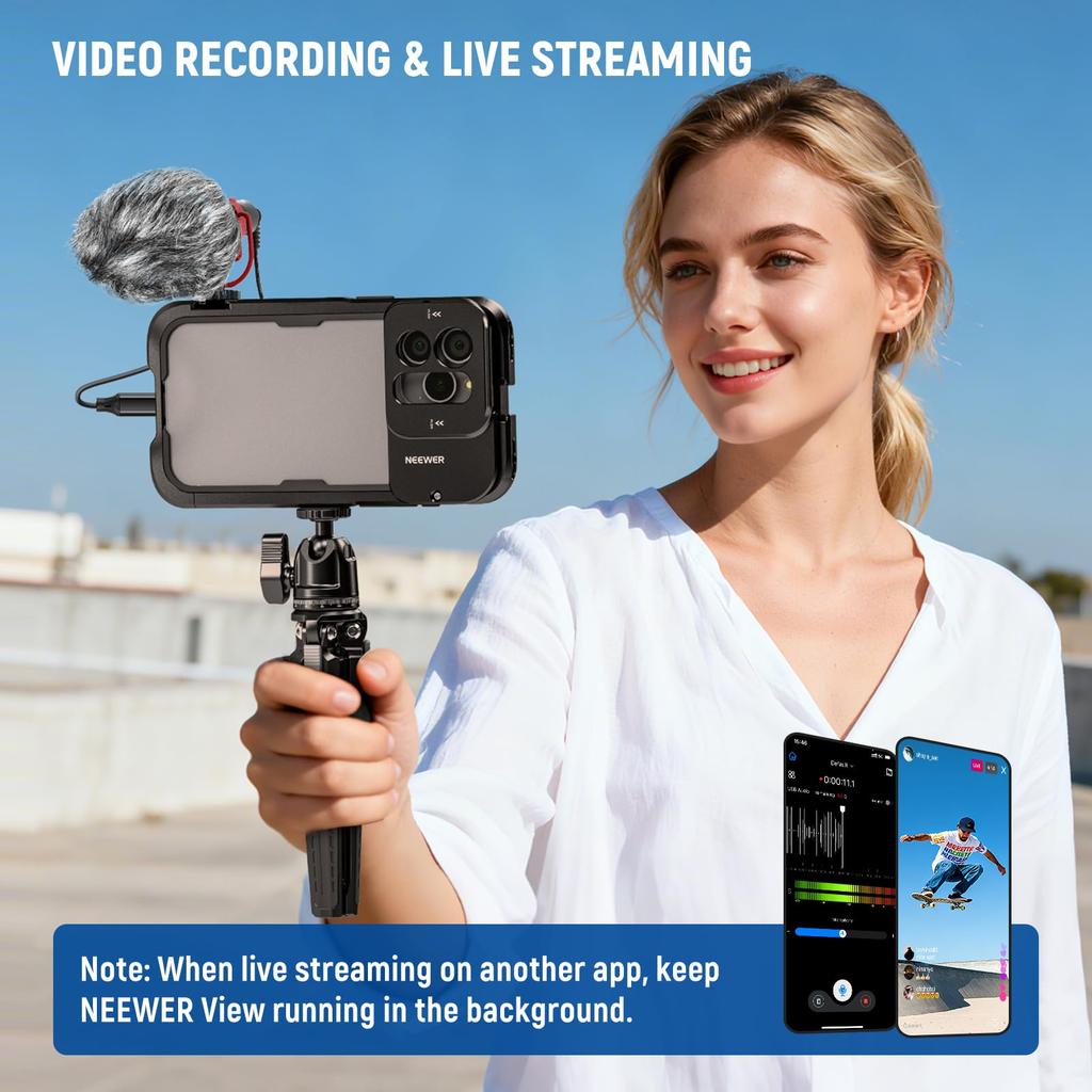 NEEWER Video Microphone, External Microphone, Plug & Play, 20-20KHz, Noise Reduction, High Sensitivity Cardioid, 3.5mm TRS/USB C OTG Cable, Shock Moun