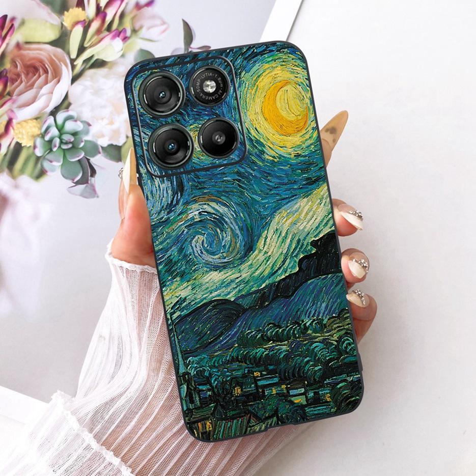 Für Motorola Moto G17 Power Case Moto G15 Niedliche Katze Blumen Bemalte Hülle Weiche TPU Handyhülle Für Motorola G15 Power MotoG17 Taschen