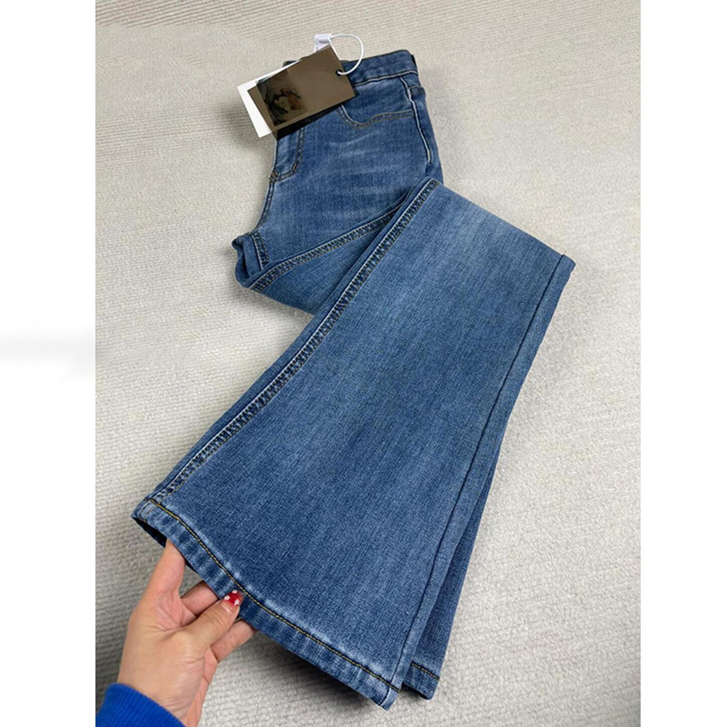 Spring 2026 Retro Blue High-Waisted Slimming Flare Jeans for Women Double Extra Large