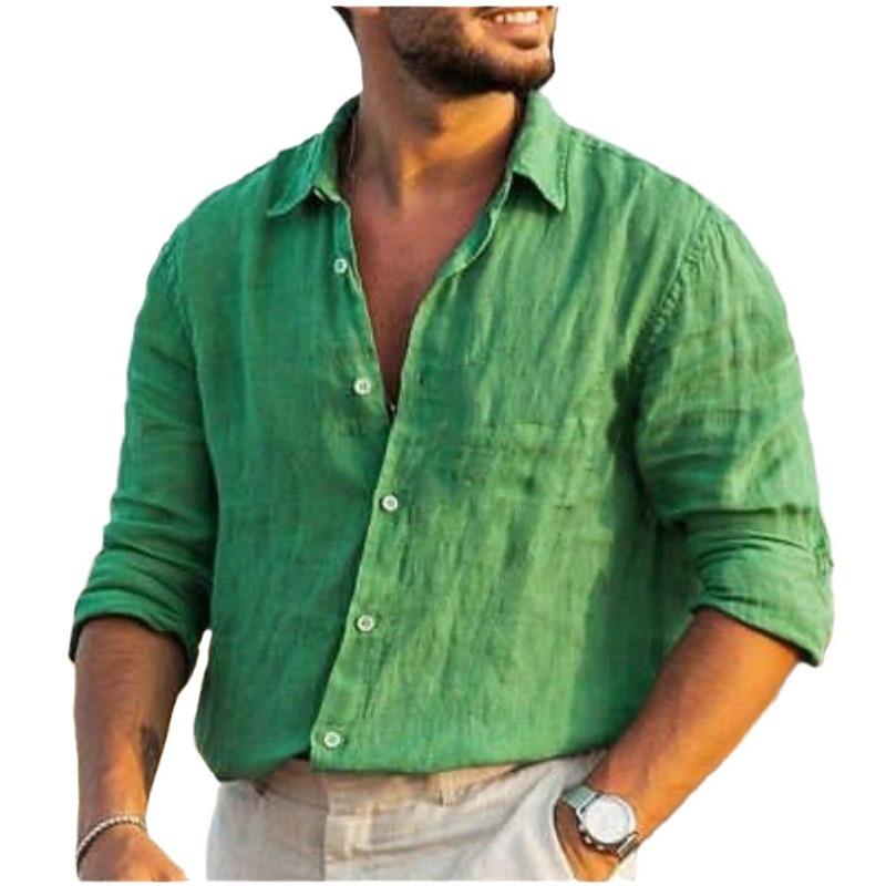 Cross-border Casual Shirt Men's Casual Shirt Daily Casual Solid Color