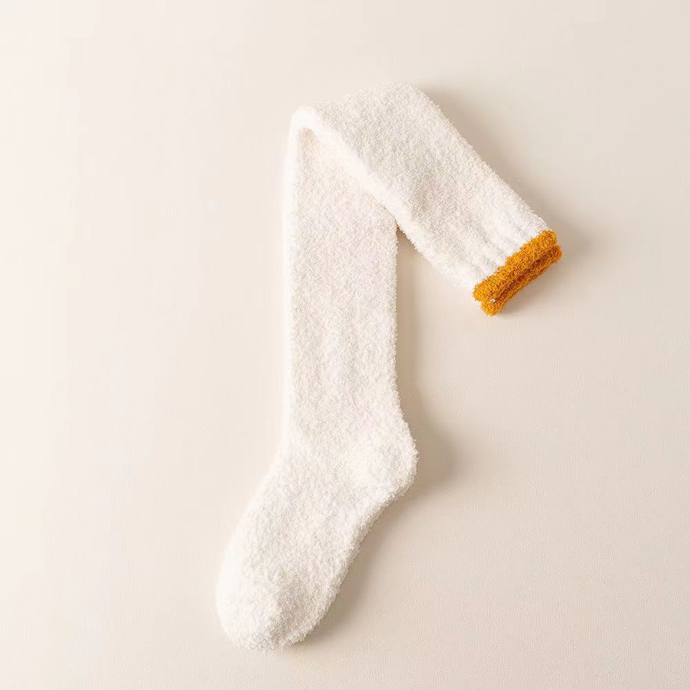 Women's Winter Warm Knee-high Solid Color Socks Thickened Coral Velvet Home Long Socks