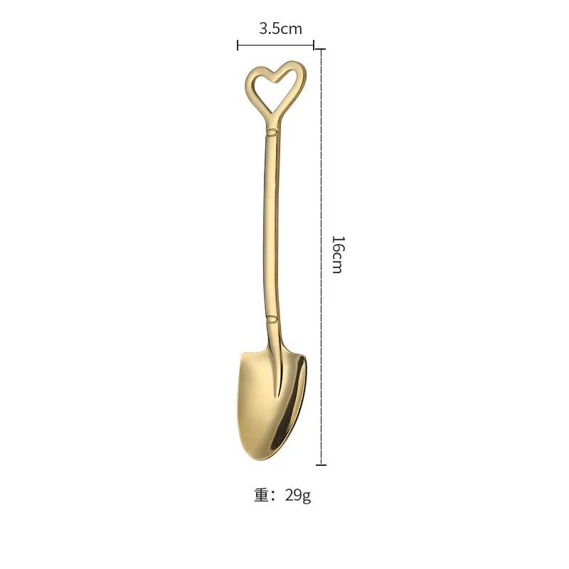 1Pc Spade Spoon Stainless Steel Creative Retro Dessert Spoon Watermelon Square Shovel Ice Cream Heart Shape Spoon Bottle Opener