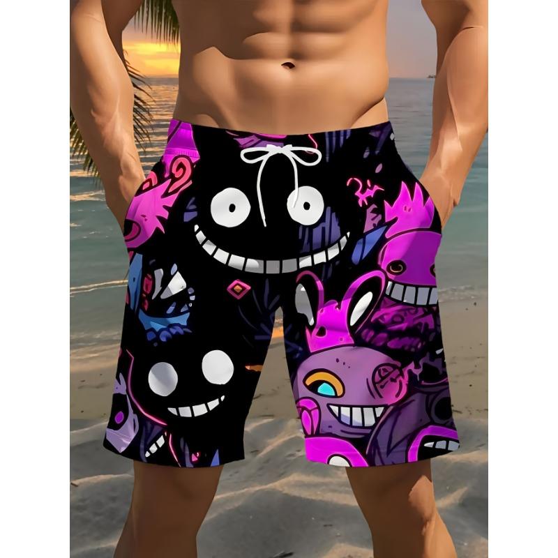 Men s Beach Shorts, Monster Graphic 3D Print, - Casual Polyester Drawstring Waist, Men s Swimming Shorts, Swimming Shorts for Men, Men s Fashion S