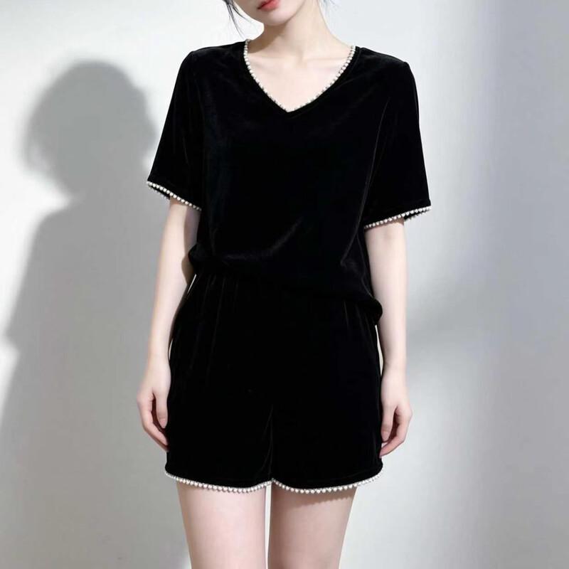 Women s 100% Mulberry Silk Velvet V-Neck T-Shirt XXXL