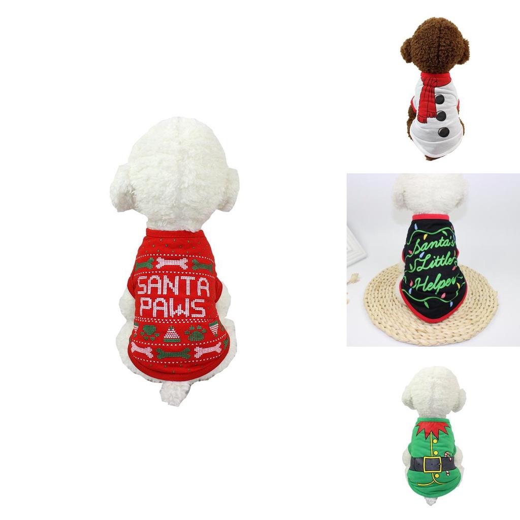 Świąteczne ubranka dla zwierząt domowych, sweter koszula Mikołaja dla stylowych szczeniąt i kotów