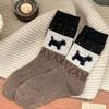 1/2/5pairs New Fashion Autumn Winter Mid-tube Socks Cartoon Dog Pattern Plush Women's Socks Sweet Cute Hosiery Christmas Gifts