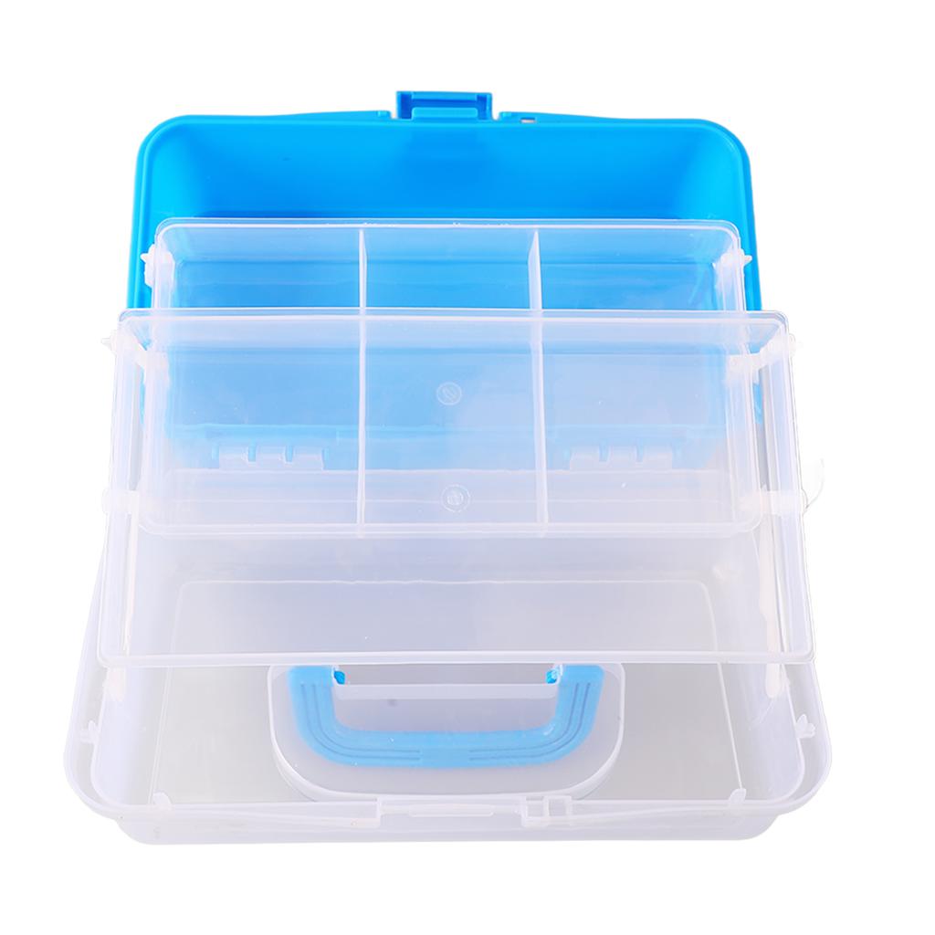 Three Layer Storage Box Plastic Folding Tool Box Portable Handled Multipurpose Organizer for Art