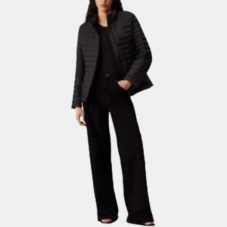 Calvin Klein Stand Collar Zipper Side Pocket Blended Jacket Women jackets Black K20K207285-BEH