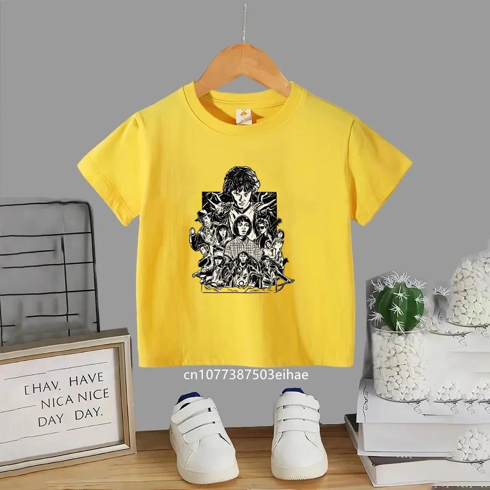 Camisetas de Verano con Estampados de Stranger Things a la Moda, Baratas y Elegantes, Cuello Redondo para Niños y Niñas, Suaves y Modernas para Niños