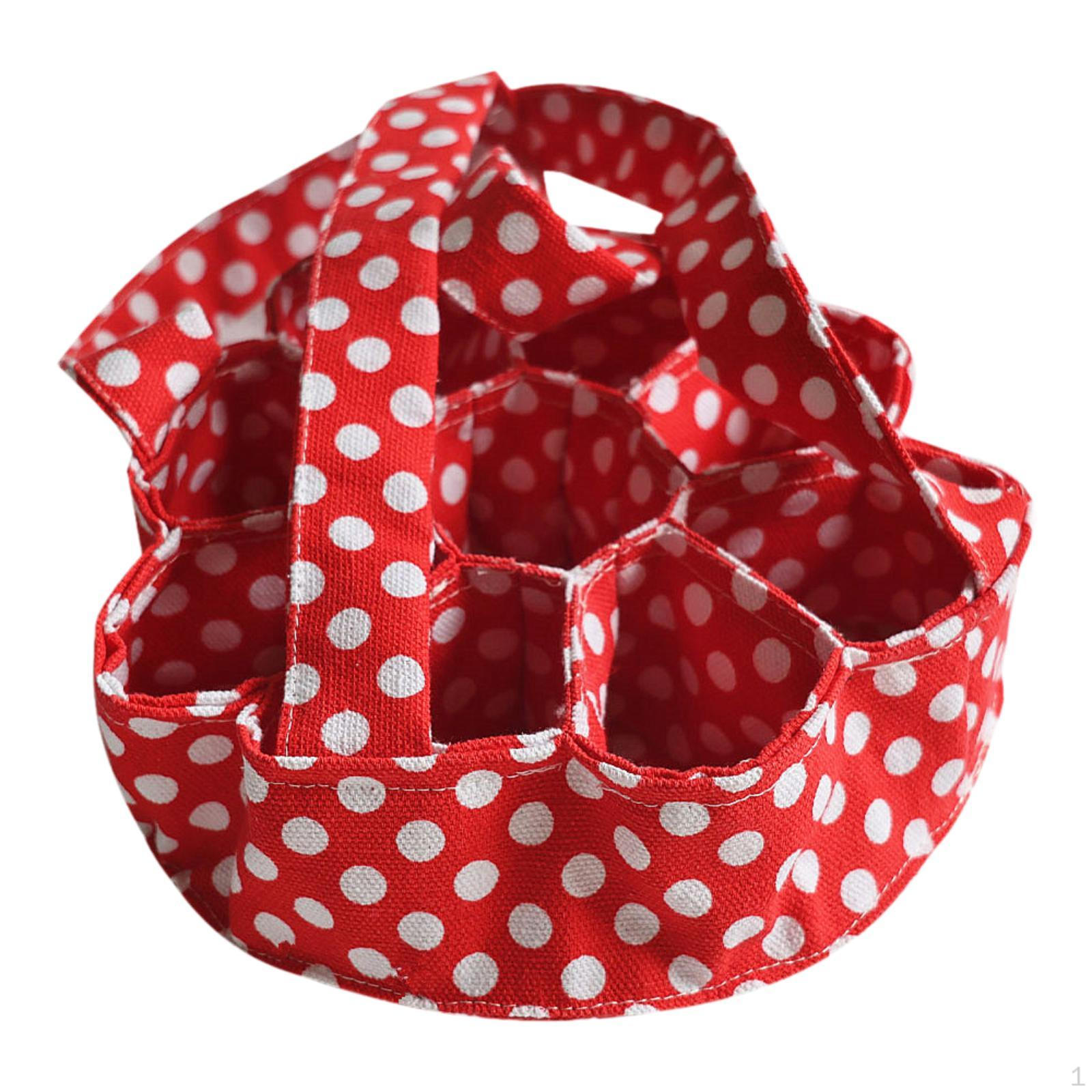 

Держатель для корзины для яиц с ручкой, 7 мешочков, холщовая сумка для кухни, фермерского дома, сбора свежих яиц красный