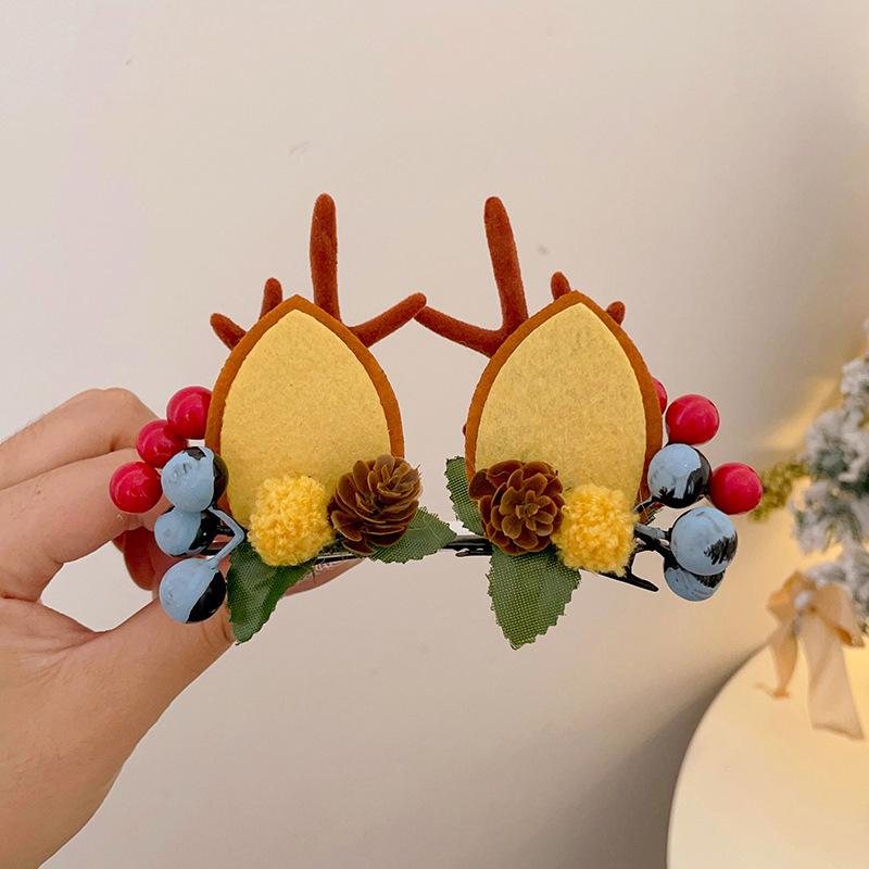 Weihnachts Rentier Haarschmuck für Damen: Plüsch Stirnband & Haarspangen mit Minihut