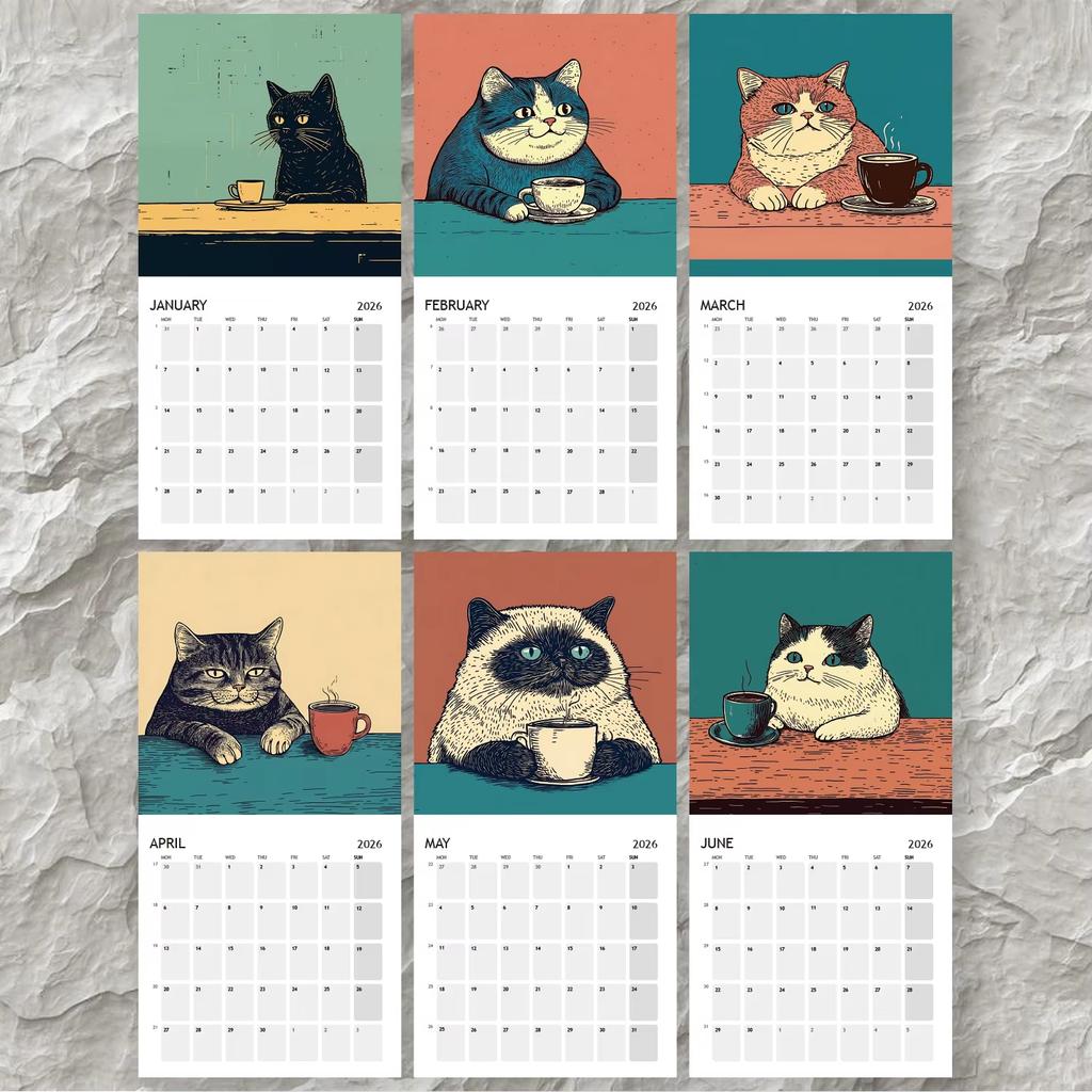 Wall Calendar 2026 Monthly Hangable Wall Calendar Cat Design Monthly 12 Month Family Planner Organizer Calendar for Bedroom