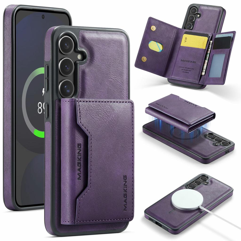 MAGKING K2 Series For Samsung Galaxy S24 FE Magnetic Case PC + TPU + PU Phone Cover with RFID Blocking Wallet