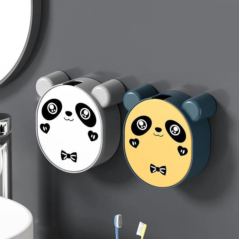 Flip Up Soap Rack Cute Cartoon Drain Toilet Wall Mounted No Drilling Convenient Wall Mounted Soap Storage Rack Panda Soap Box YLE580