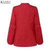 ZANZEA Women Casual Stand Collar Long Sleeve Lace Crochet Patchwork Blouse