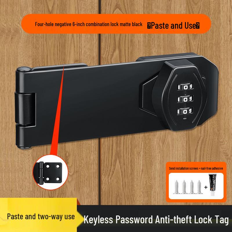 No-Drill Combination Lock for Cabinets, Drawers, and Refrigerators - Anti-Theft Double Door File Latch