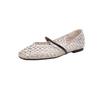 Mesh Sandals One-word with Versatile Soft Surface Square Head Hollow Woven Light Mouth Single Shoes