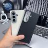 Applicable To Samsung Zfold1 Ultra Plated Plain Leather Center Axis Magnetic Mobile Phone  Large Hole Lens Hinge  Cover