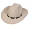 Unisex Western Cowboy Hat Wide Brim Roll‑Up Brim Double‑Top Felt Fedora Hat,10 Colors,Multiple Optional Detachable Hat Bands