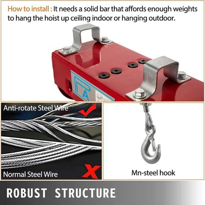 Troliu Electric - VEVOR - 600 kg - 1150 W - Troliu cu Cablu 220 V