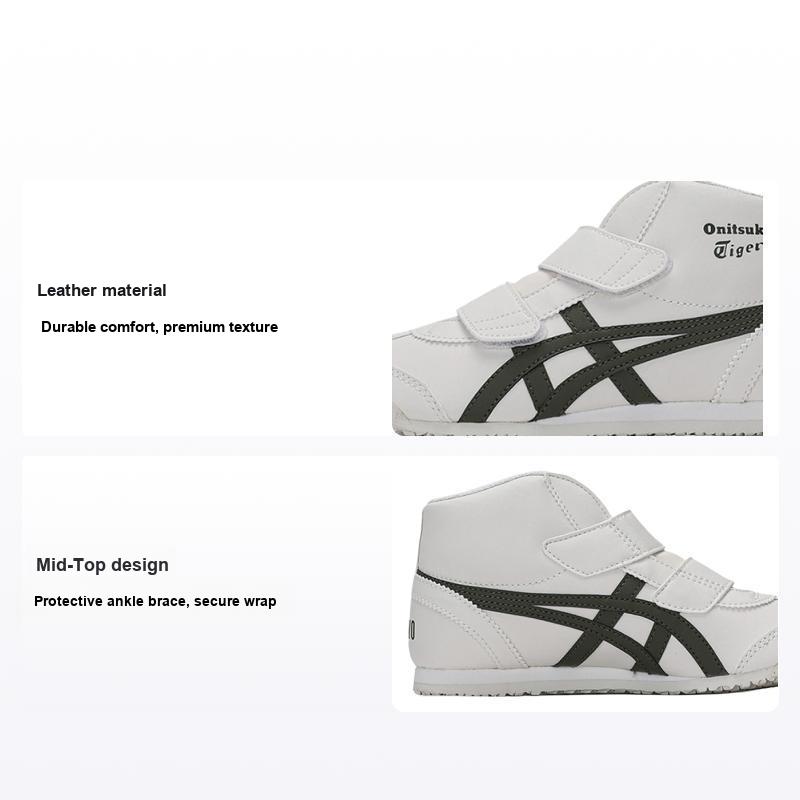 ONITSUKA TIGER Messico Mid Runner PS Bianco Nero Scarpe da Ginnastica per Bambini 1184A132-102