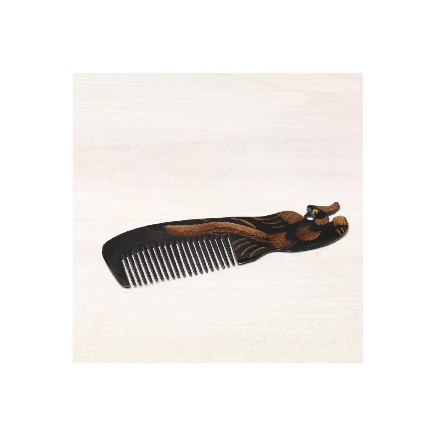 

Bone Comb Bird Patterned Black (with Handle) коричневий