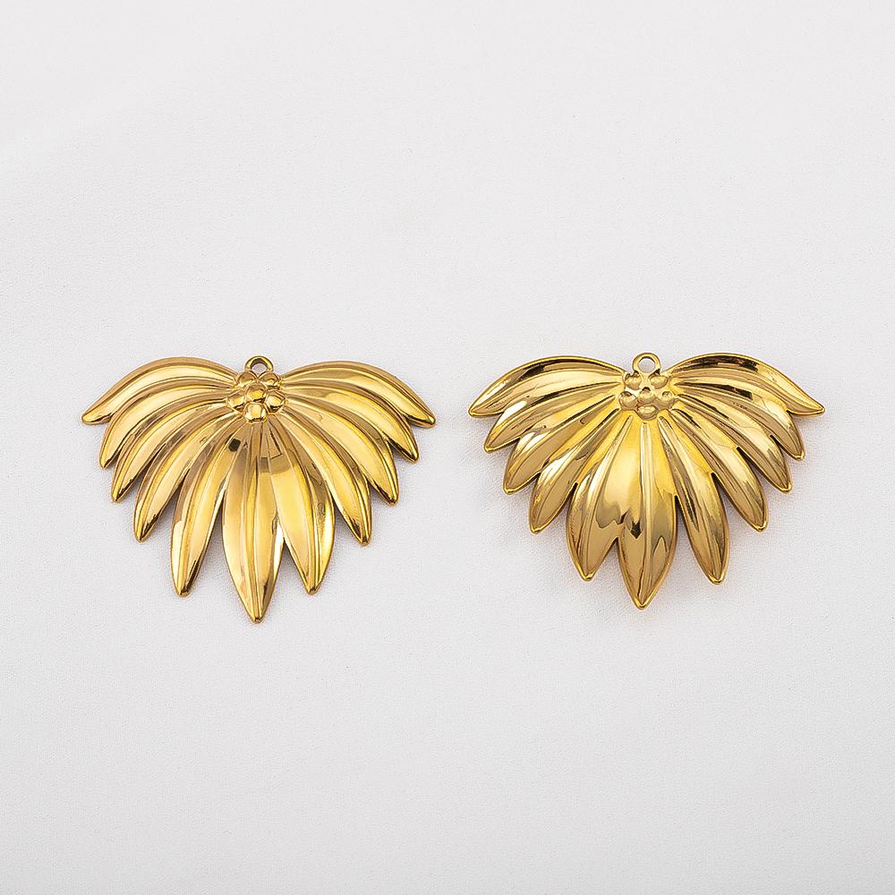 2Pcs Stainless Steel Gold Plated PVD Charms Leaf Vintage Leave for DIY Necklace Earrings Jewelry Making Accessories Wholesale