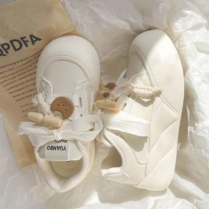 

Молочный чай уродливые милые туфли на платформе с большой головой женские осенние новые универсальные нишевые повседневные хлебные маленькие белые кеды 40