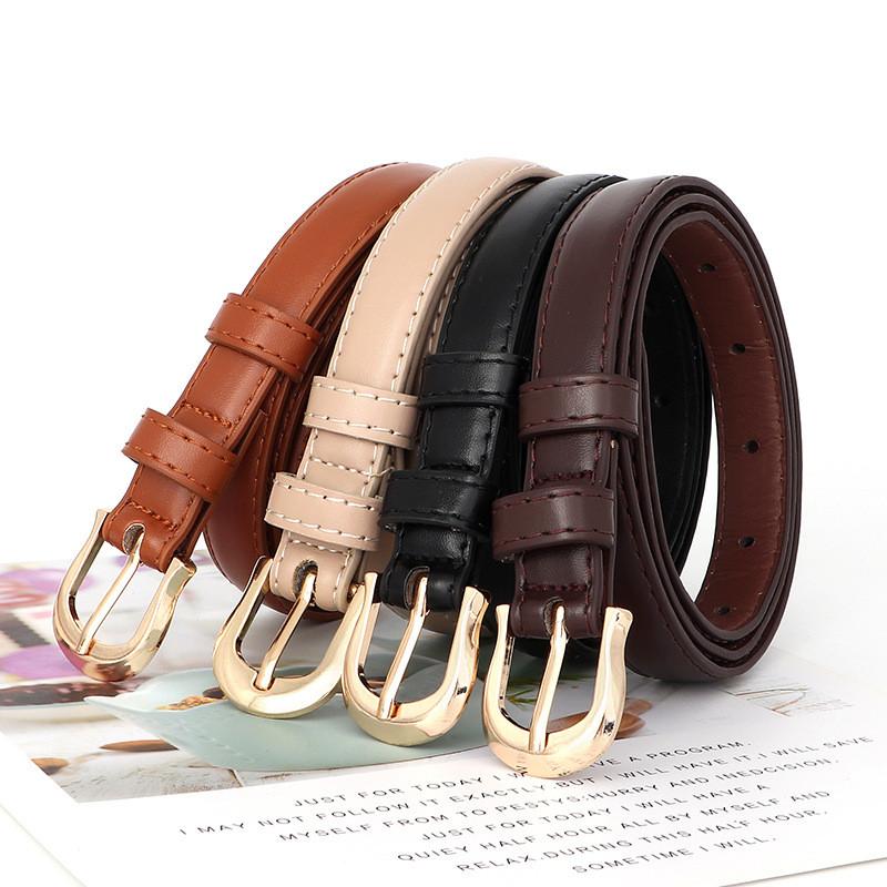 Womens Fine Pu Leather Belt With Metal Pin Buckle For Casual Commuting Outfits