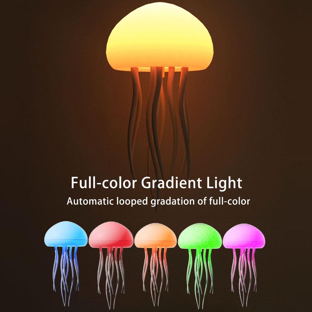 Jellyfish Lamp Voice Control RGB Gradient Jellyfish Night Light with Dancing Legs Rechargeable Jellyfish Bedside Lamp