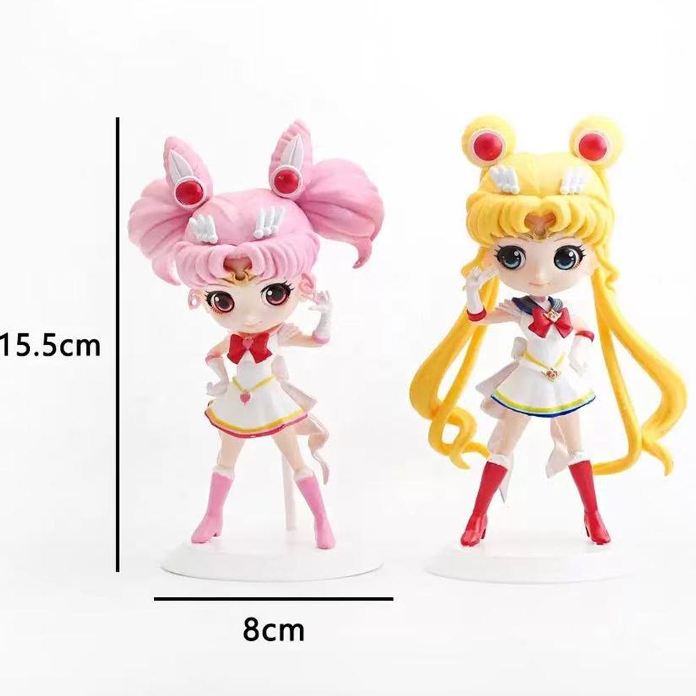10CM Sailor Mini Moon Tsukino Usagi Sailor Moon Figure Anime Suit Desktop Golf Model Toy Gift Collection Ornaments Artwork PVC