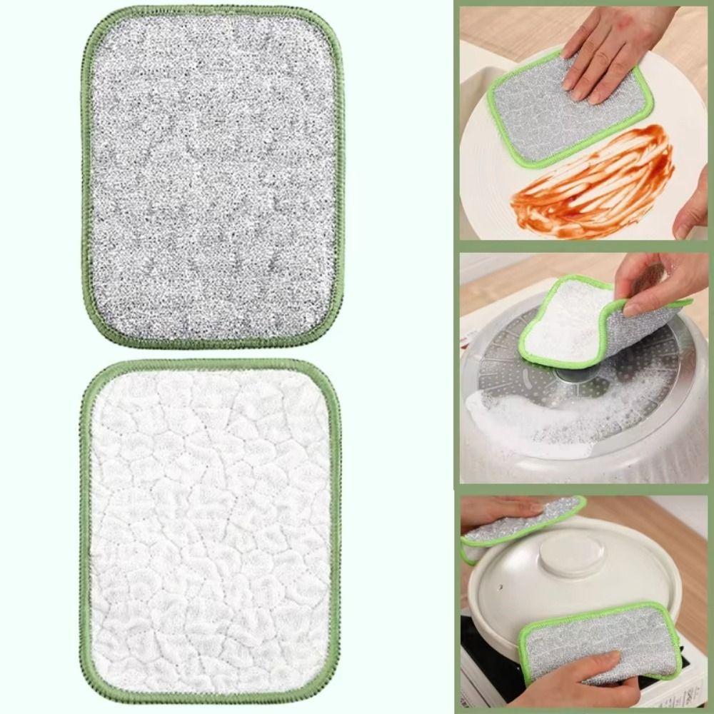 5Pcs Double-Side Wiping Rags Reusable Kitchen Cleaning Cloths Microfiber Dishcloths Home Use