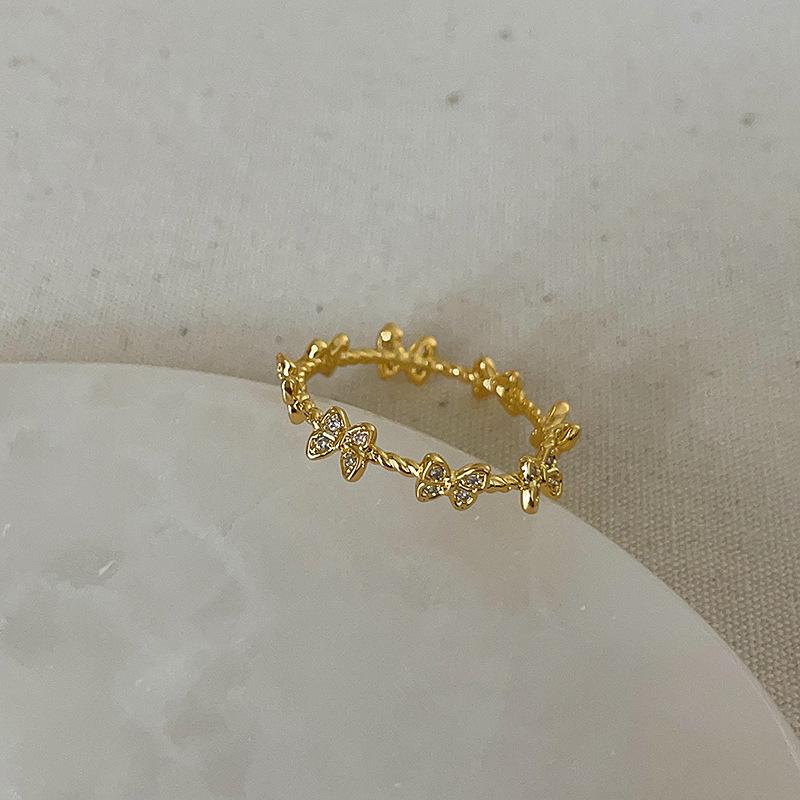 Sweet Butterfly Flower Purple Oil Drop Ring Female Niche Personality High Sense Simple Versatile Fashion Ring Ring