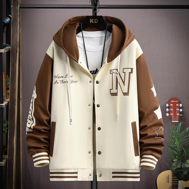 Spring and Autumn Hooded Jacket Male Teen Loose Fattened Plus Size Student Trend Handsome Casual Sports Suit