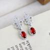 S925 Silver Earrings, Natural Garnet/Topaz Crystal Studs, Elegant Jewelry for Women