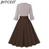 BITCED Abito Elegante Vintage da Donna con Vita Sagomata, Manica a Tre Quarti e Gonna Ampia