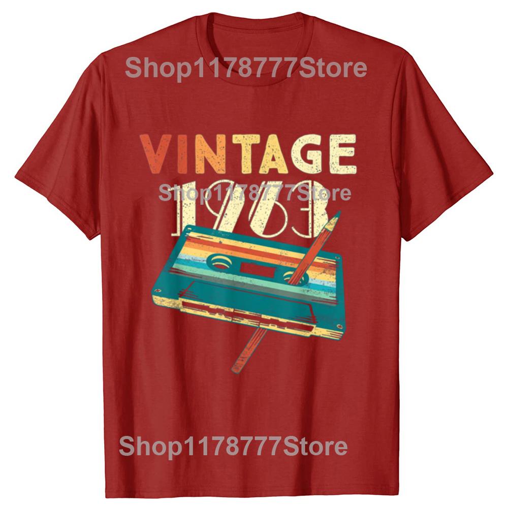 

New Men 1963 Music Cassette 63th Birthday Gifts 63 Years Old T Shirt Tee shirt Casual Short Sleeve Vintage Couples TShirt S