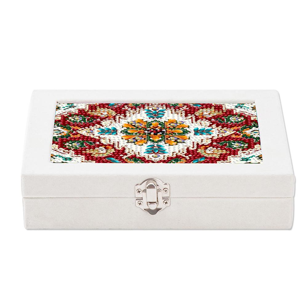 Special Shape Abstract Color Block Diamond Painting Jewelry Storage Box PU Leather Jewelry Case for Necklaces Earrings Rings