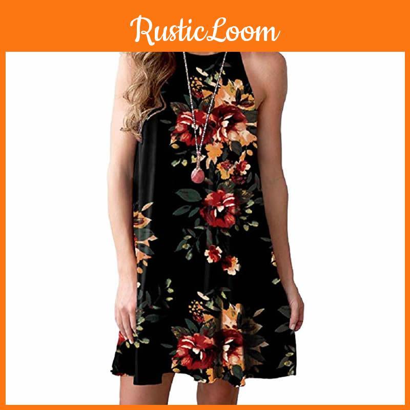 Elegant Women Fashion Splicing Color Print Hanging Neck Hem Mini Dress In Premium Quality Materials