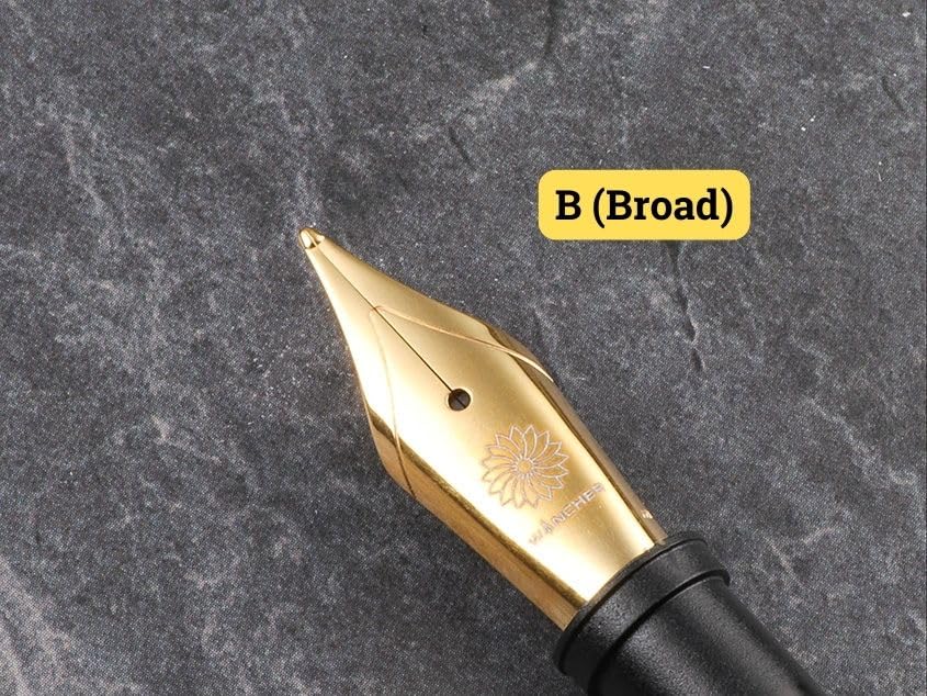 WANCHER Dream Pen True Ebonite Sand Red Fountain Pen Bold Nib (B (Gold Plated))