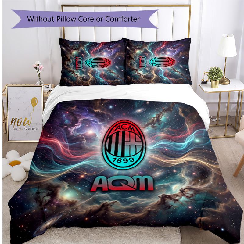 Set Lenzuola Stampa AC Milan 3 Pezzi Morbido Delicato sulla Pelle Lavabile Copripiumino e Federe Set Stagione Unica Camera da Letto